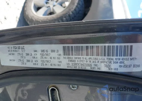 2017 Ram 1500 Tradesman 4X4 5'7 Box z USA, uszkodzony, nr VIN 3C6RR7KT4HG722826